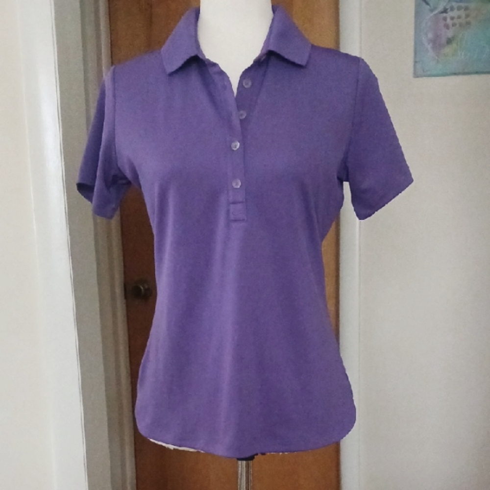 Nike Tour Performance Shirt Short Sleeve Collared Polo 1/4 Button Purple S